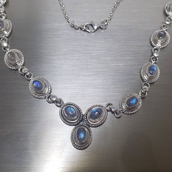Vintage Moonstone Necklace in 925 Silver - Picture 4 of 7